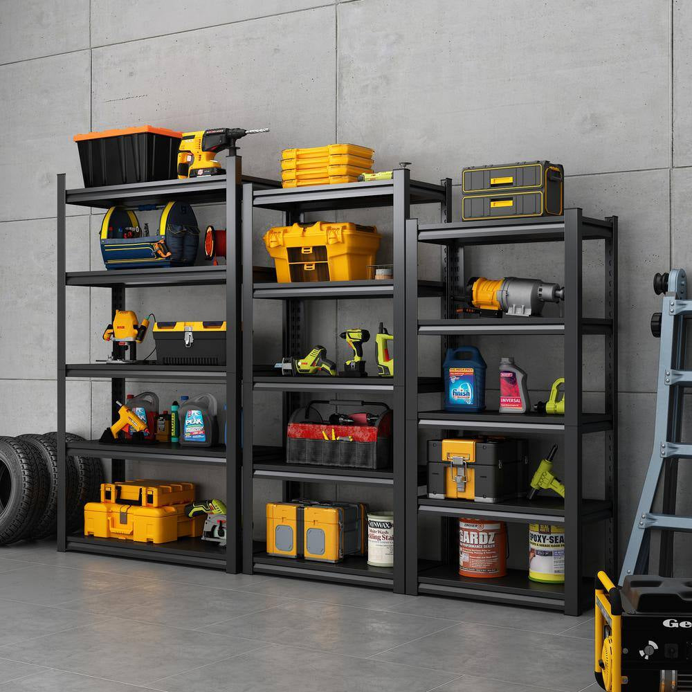 72 In. H 5-Tier Metal Shelves 2000 Lbs. Heavy Duty Storage Shelve Adjustable Garage Shelf Industrial Shelving Unit-Black