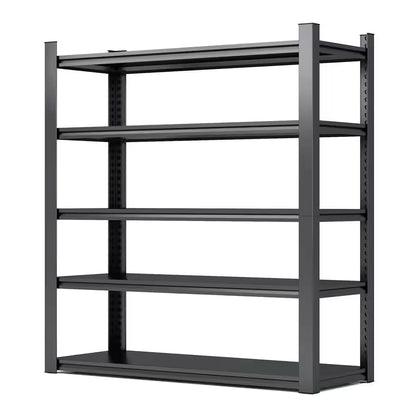 72 In. H 5-Tier Metal Shelves 2000 Lbs. Heavy Duty Storage Shelve Adjustable Garage Shelf Industrial Shelving Unit-Black