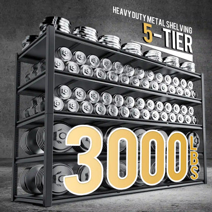 Industrial Garage Shelving, Heavy Duty Storage Shelves, Adjustable Metal Shelving for Basement Warehouse