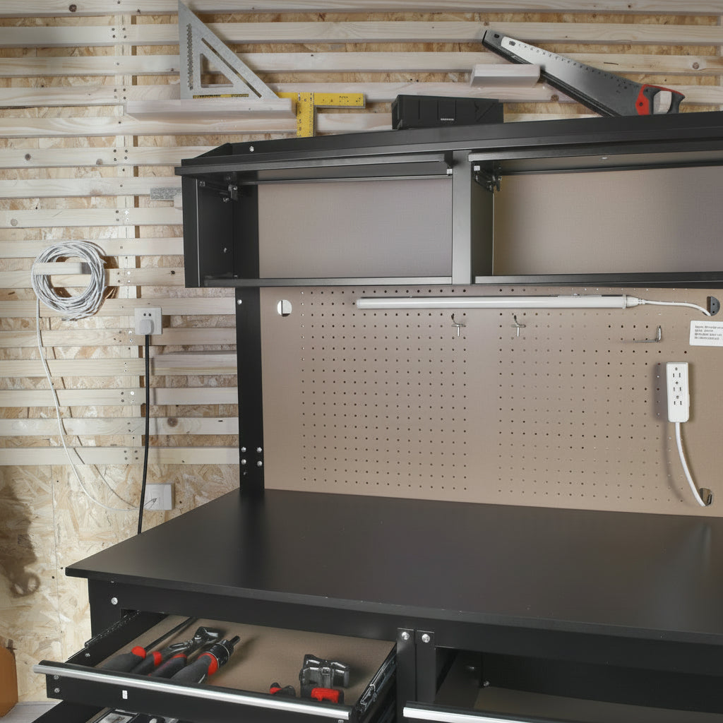 2-In-1 48-Inch Workbench and Cabinet Combo with Light, Steel, Wood — product view 6