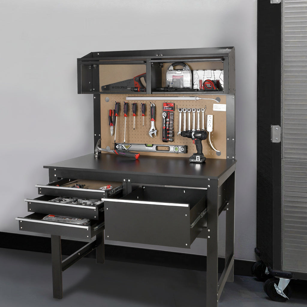 2-In-1 48-Inch Workbench and Cabinet Combo with Light, Steel, Wood — product view 8