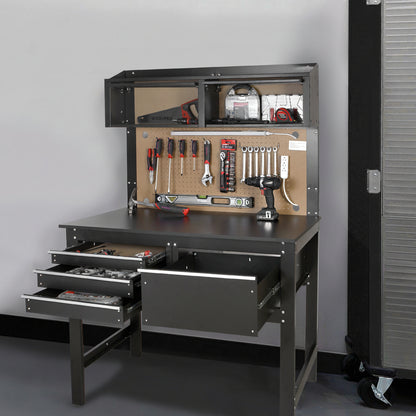2-In-1 48-Inch Workbench and Cabinet Combo with Light, Steel, Wood — product view 8