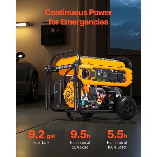 VEVOR GF12000E-A2 Tri-Fuel Portable Generator, 13,500W Peak Output
