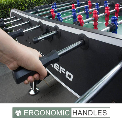 Black Foosball Table – 56-Inch Competition-Size Soccer Game with 2 Balls and Drink Holders