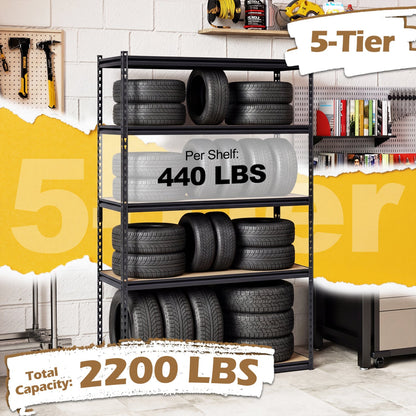 5-Tier Garage Shelving Unit – 2,200-Lb Total Capacity