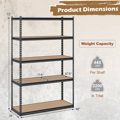 5-Tier Garage Shelving Unit – 2,200-Lb Total Capacity