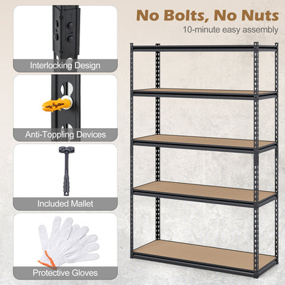 5-Tier Garage Shelving Unit – 2,200-Lb Total Capacity