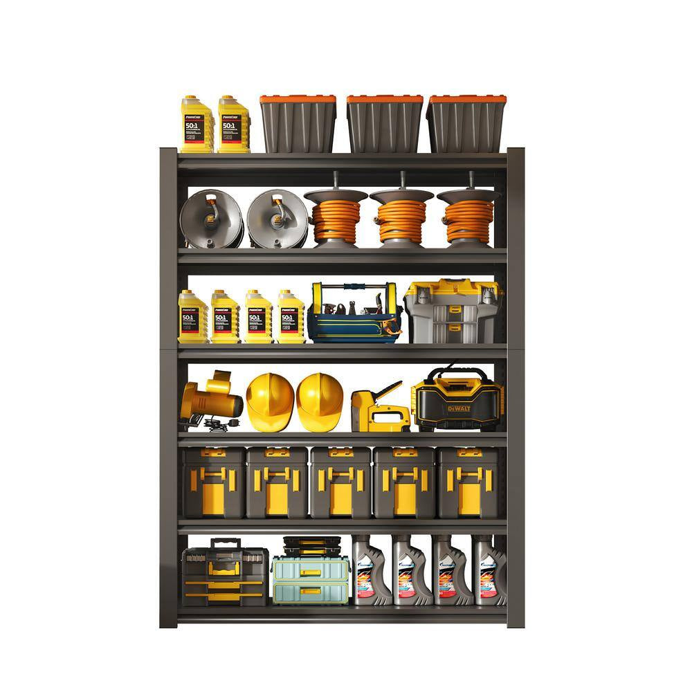82 In. H 6-Tier Metal Shelve, 2400 Lbs. Heavy Duty Storage Shelve, Adjustable Garage Shelf Industrial Utility Rack-Black