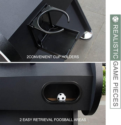Black Foosball Table – 56-Inch Competition-Size Soccer Game with 2 Balls and Drink Holders