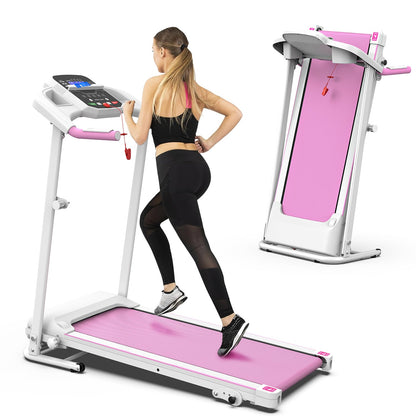 Foldable Electric Treadmill 2.5 HP, 265 lb Capacity, Pink and White