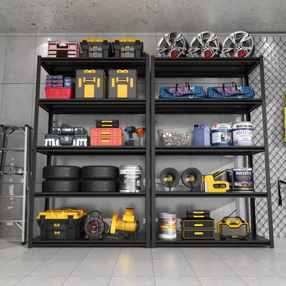 72 In. H 5-Tier Metal Shelves 2000 Lbs. Heavy Duty Storage Shelve Adjustable Garage Shelf Industrial Shelving Unit-Black