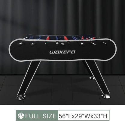 Black Foosball Table – 56-Inch Competition-Size Soccer Game with 2 Balls and Drink Holders