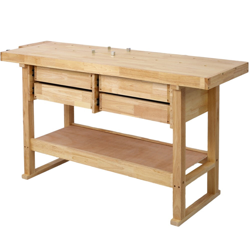 60In Workbench with 4 Drawers Wooden Workbench for Garage Workshop and Home