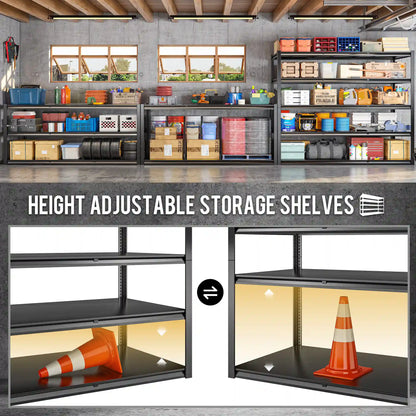 Industrial Garage Shelving, Heavy Duty Storage Shelves, Adjustable Metal Shelving for Basement Warehouse