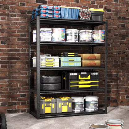 72 In. H 5-Tier Metal Shelves 2000 Lbs. Heavy Duty Storage Shelve Adjustable Garage Shelf Industrial Shelving Unit-Black