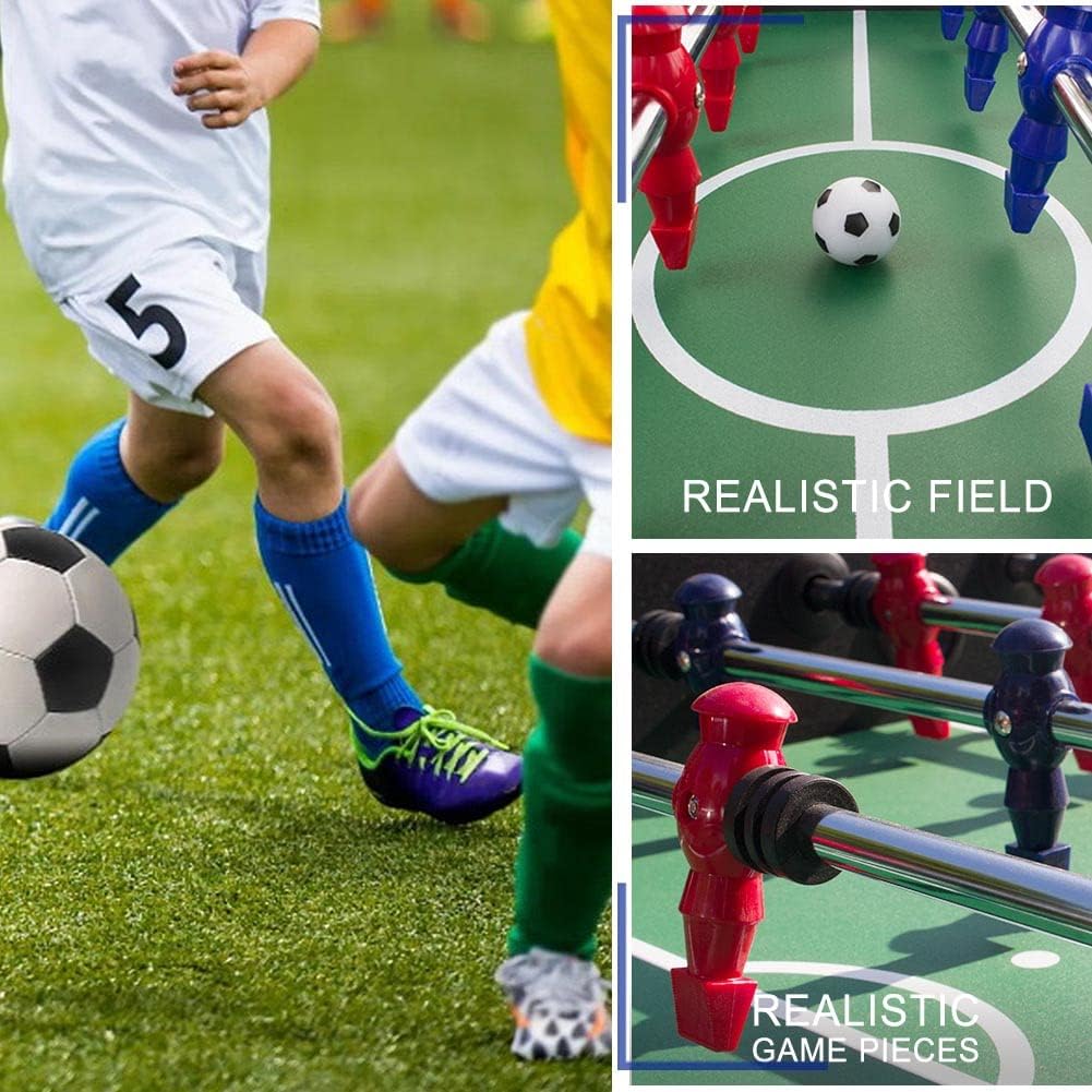 Black Foosball Table – 56-Inch Competition-Size Soccer Game with 2 Balls and Drink Holders