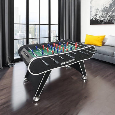 Black Foosball Table – 56-Inch Competition-Size Soccer Game with 2 Balls and Drink Holders