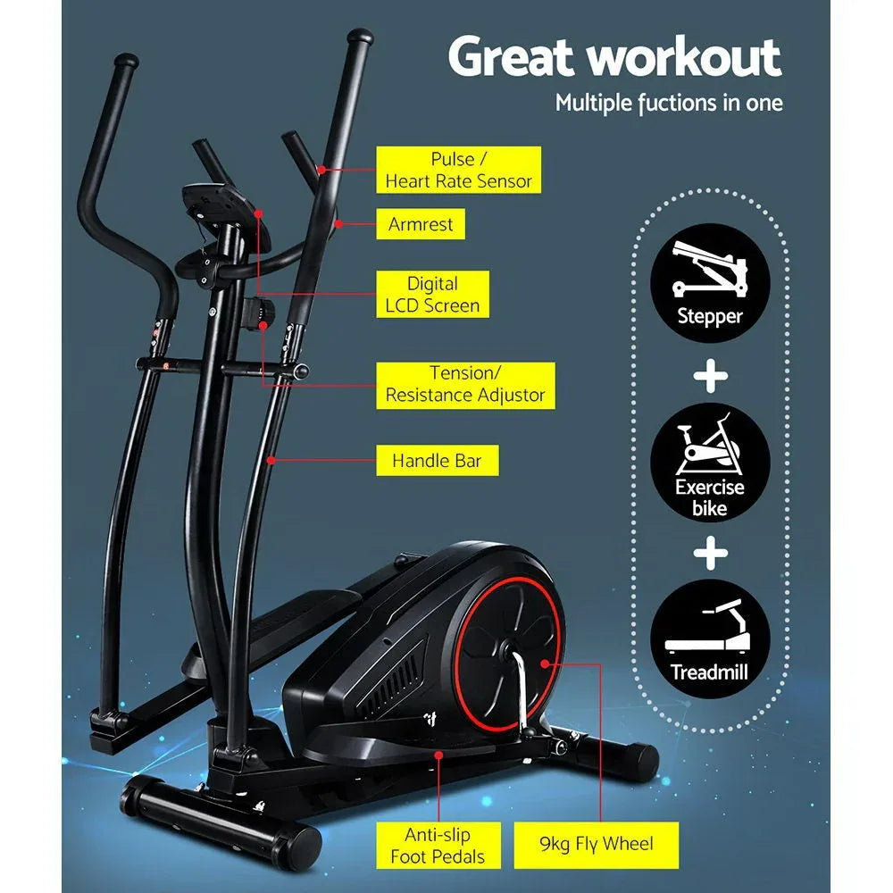 Everfit Elliptical Cross Trainer Exercise Bike with 8-Level Resistance