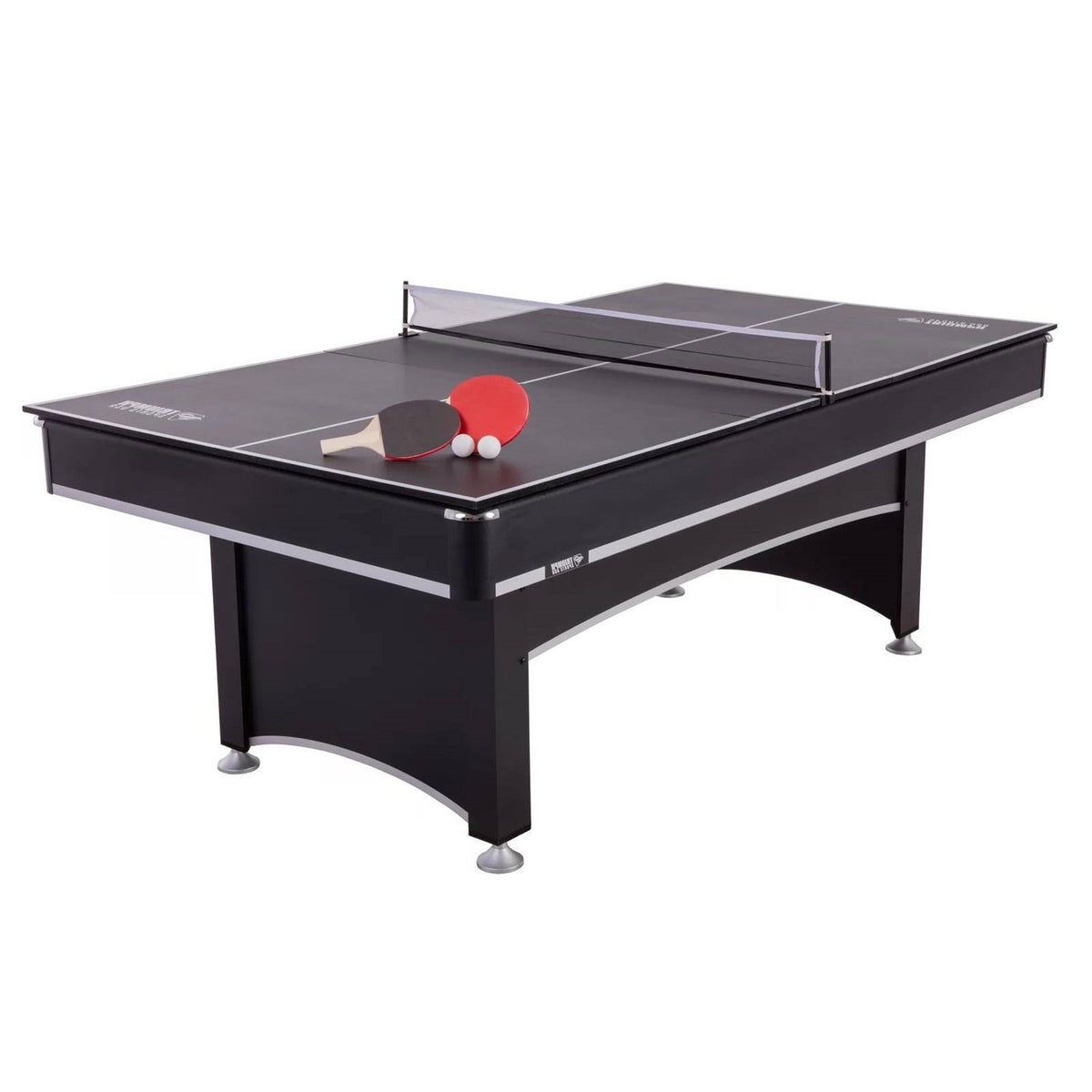 7-Foot 2-in-1 Pool Table and Table Tennis Conversion Set – Black
