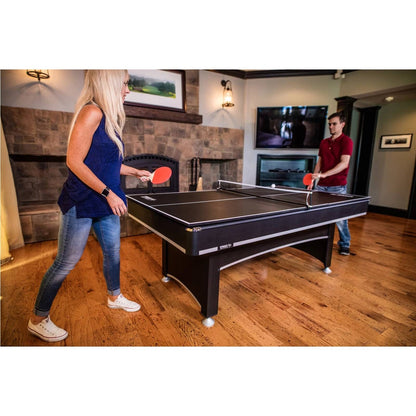 7-Foot 2-in-1 Pool Table and Table Tennis Conversion Set – Black