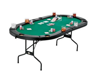 Fat Cat Folding Texas Hold’Em Poker Table with Cushioned Rail and Drink Holders