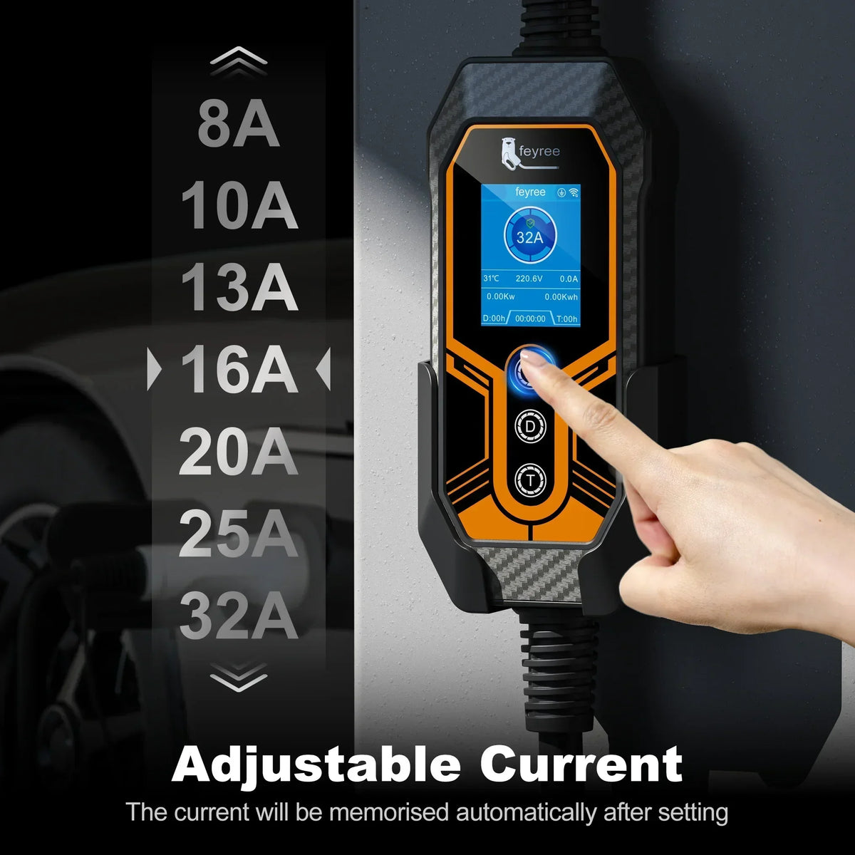 feyree TS-NACS 7kW Portable EV Charger, 32A, Smart App Control