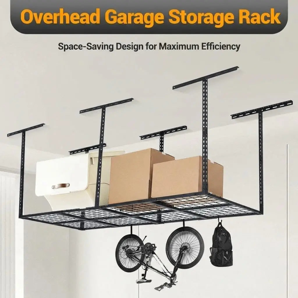 Acekool 3 x 8 Ft Adjustable Garage Ceiling Storage Rack – 600 lb Capacity