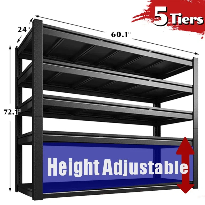 Industrial Garage Shelving, Heavy Duty Storage Shelves, Adjustable Metal Shelving for Basement Warehouse