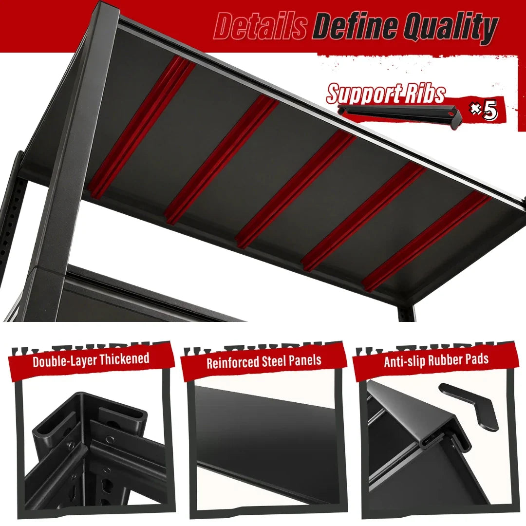 Industrial Garage Shelving, Heavy Duty Storage Shelves, Adjustable Metal Shelving for Basement Warehouse