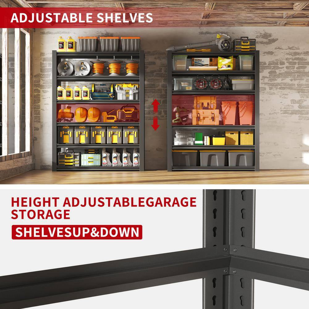 82 In. H 6-Tier Metal Shelve, 2400 Lbs. Heavy Duty Storage Shelve, Adjustable Garage Shelf Industrial Utility Rack-Black