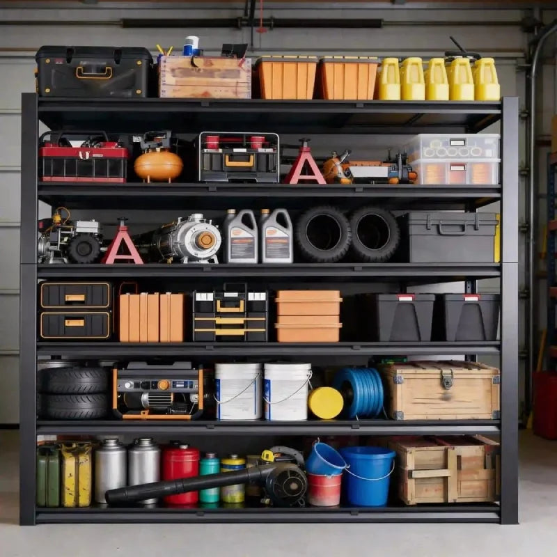 Industrial Garage Shelving, Heavy Duty Storage Shelves, Adjustable Metal Shelving for Basement Warehouse