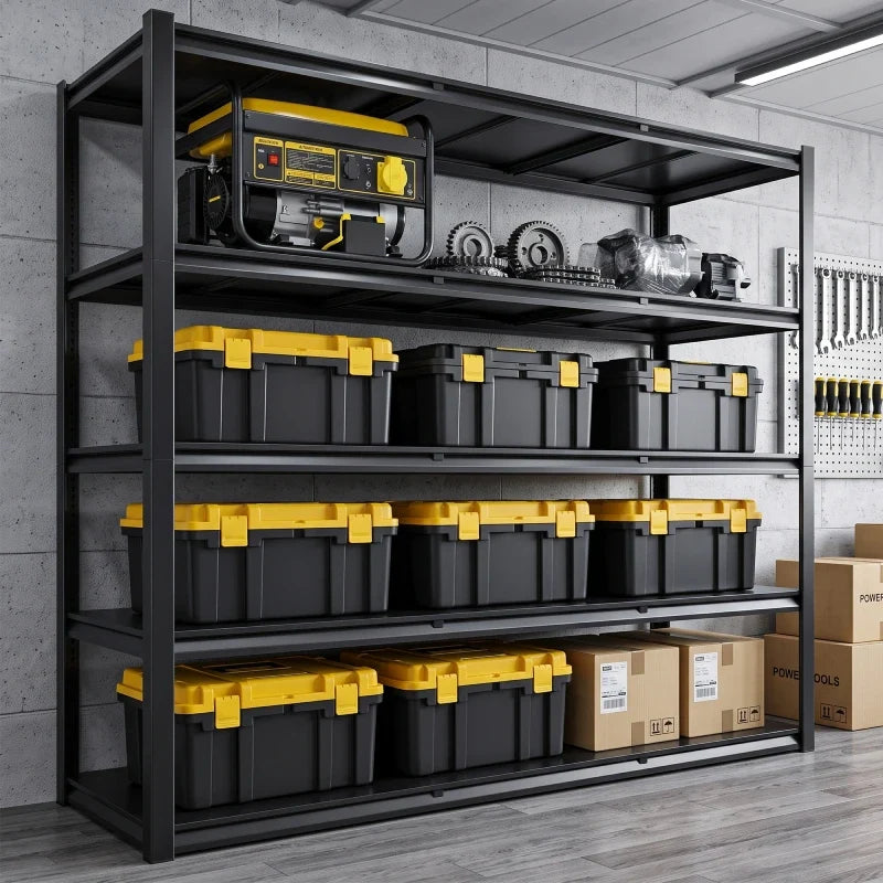 Industrial Garage Shelving, Heavy Duty Storage Shelves, Adjustable Metal Shelving for Basement Warehouse