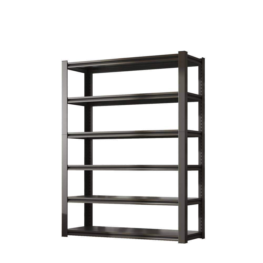 82 In. H 6-Tier Metal Shelve, 2400 Lbs. Heavy Duty Storage Shelve, Adjustable Garage Shelf Industrial Utility Rack-Black