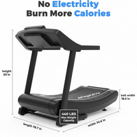 Manual Treadmill Built for Natural Running, Non Electric, 440 lb Capacity, LED Display, 4 Resistance Levels — product view 4
